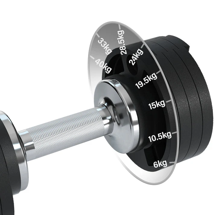 Snode AD85 Cast Iron Adjustable Dumbbells 40KG - Image 5
